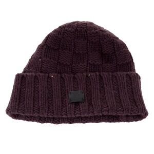 Louis Vuitton Cashmere Damier Helsinki Beanie Hat in burgundy